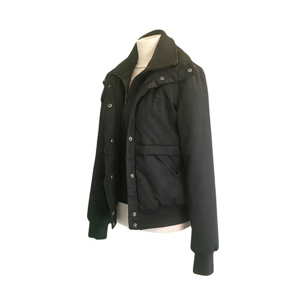 Lacoste Long Sleeve Black Double Collar Zip Front Snap Close Puffer Jacket Sz 38 - Picture 3 of 7